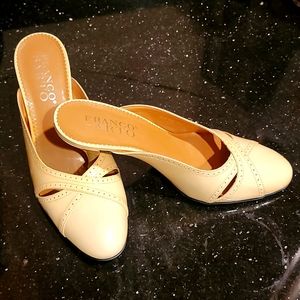 Franco Sarto Pastel Yellow Patent Leather Mules | Size 7.5